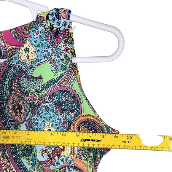 Tommy Hilfiger Womens 8 Psychedelic 70s Thyme Sleeveless Groovy Dress Stretchy - Picture 9 of 14